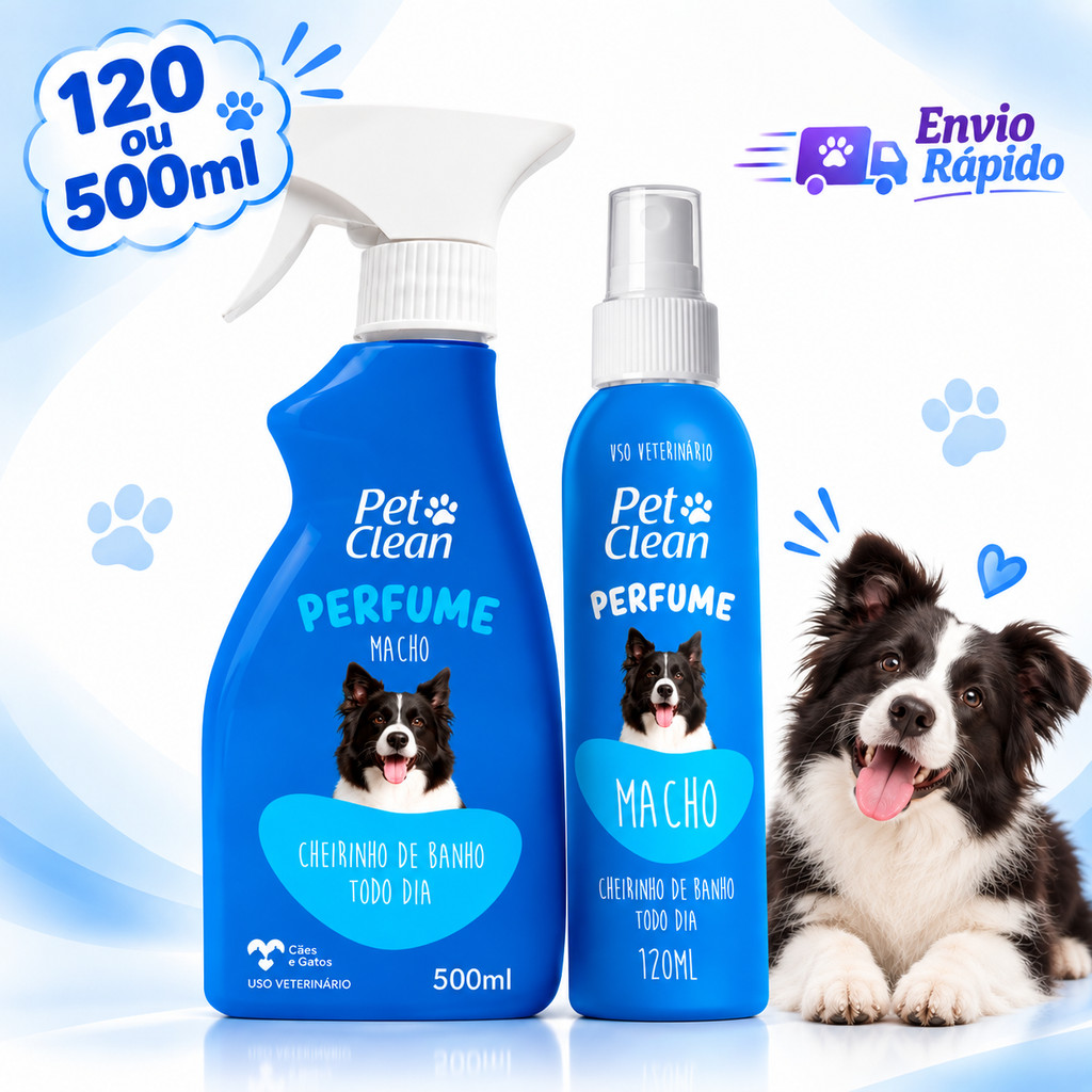 Perfume Para Cães Macho Colônia Cheiroso 120ml ou 500ml Perfume Para Cachorro Pet Animais
