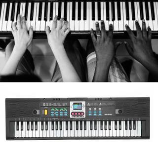 Mini piano elétrico de 61 teclas, brinquedo de estúdio multifuncional preto com microfone para crianças