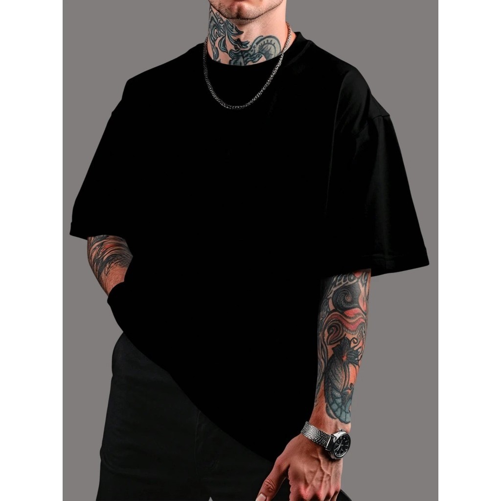 Camiseta Oversized Streetwear Unissex Premium Básica Lisa Plus Size 100% Algodão Academia Streetwear