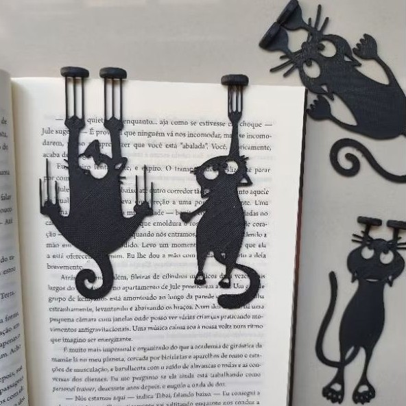 Kit 4 marcadores de livro Gatos pendurados