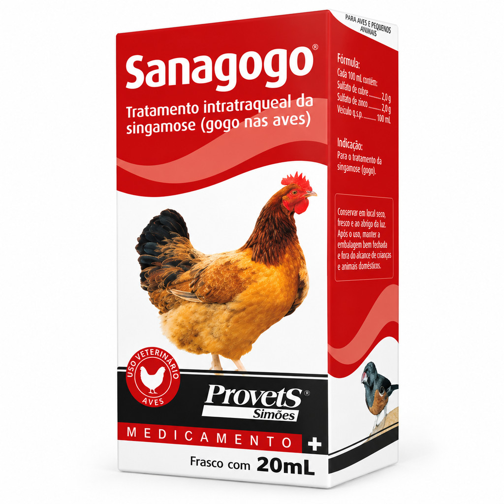 Sanagogo Provets 20ml Tratamento Singamose Gogo em Aves Uso Veterinário Envio Imediato