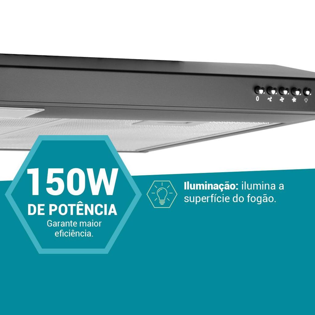 Depurador e Exaustor Philco 80cm 3 Velocidades Preto PDR80P · foto 2