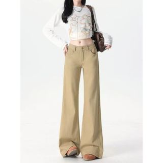 Americano High Street cáqui Micro-queimado Jeans feminino primavera outono cintura baixa mais magro olhar não perna-enca