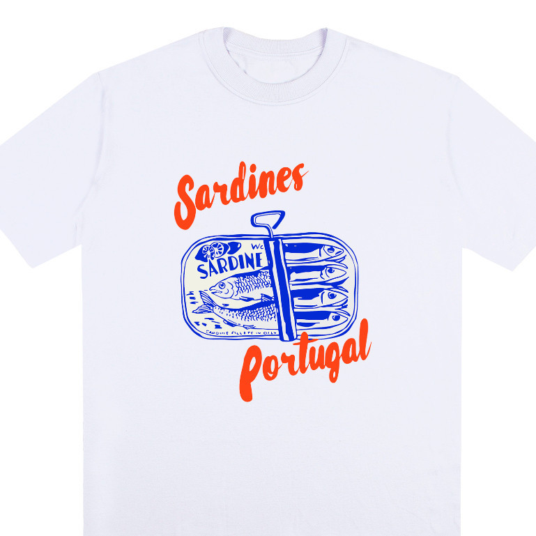 [Camiseta Premium em Algodão Puro]LILI camiseta estampada Oversized Feminina 100% Algodão Sardines cropped t shirt