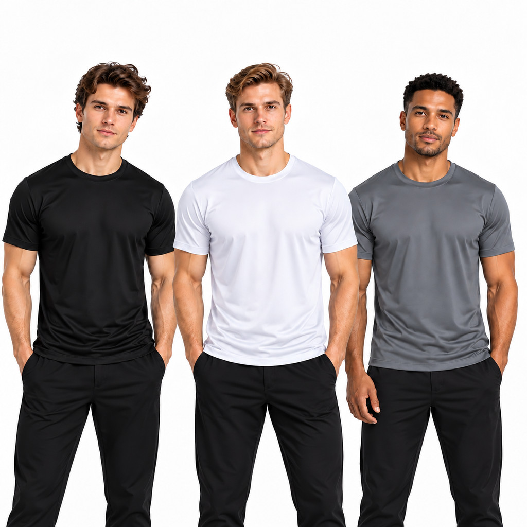 Kit 3 Camiseta Masculina 100% Poliester Treino Academia Moda Tecido Leve Macio  Dry Fit