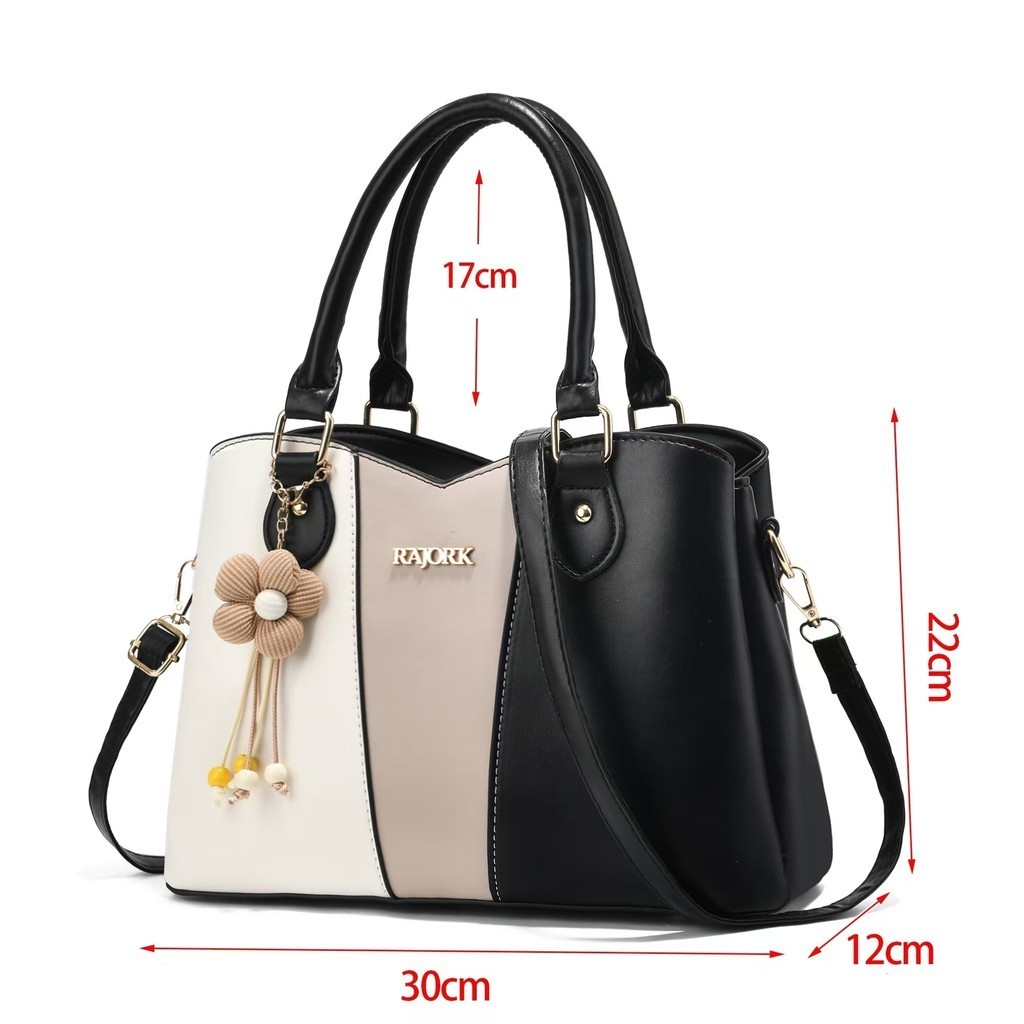 Bolsa De Mão Feminina Multifuncional Multicolor Contrastada Com Alça De Ombro Longa Ajustável Com Pingente RAJORK MODA — imagem 2 de 2