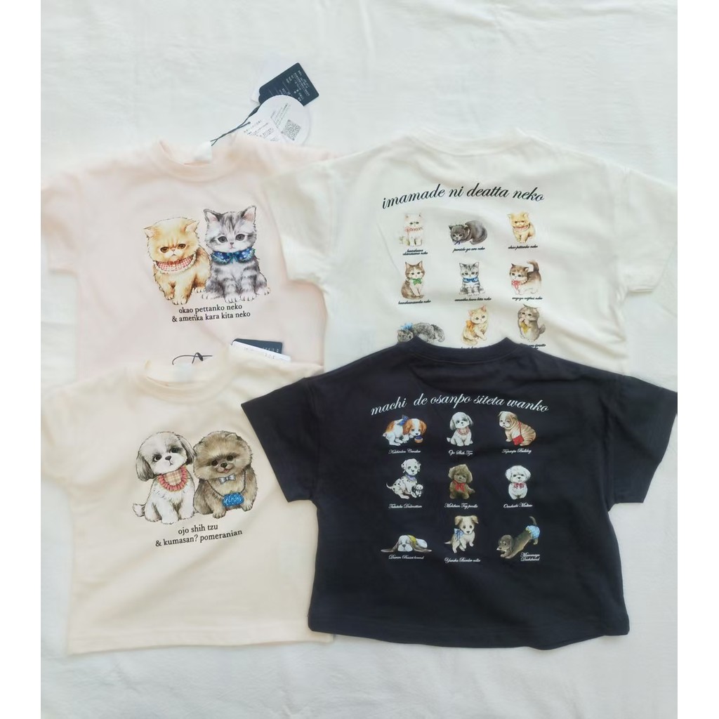 Meninos meninas camisetas japonês puro algodão de manga curta em torno do pescoço meninos camisetas crianças pequenas cr