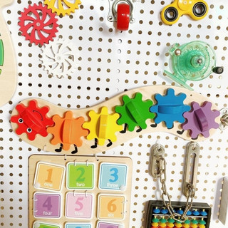 Wood Toys Montessori Busy Board Diy Children Parts Training Life Skill Lock Activity Board Accessories 1 Year Old Toddle