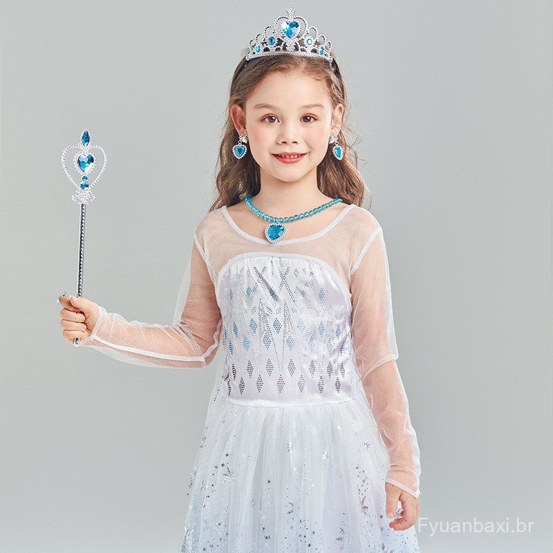 Comércio exterior meninas Elsa vestido de princesa primavera outono novo estilo crianças vestido menina vestido de anive