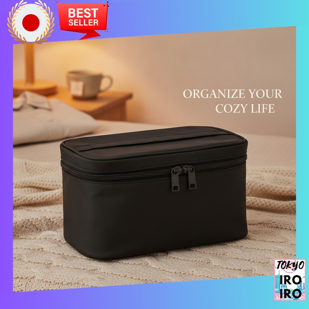 Necessaire Muji Original de Nylon Amassado Bolsa Organizadora Japonesa