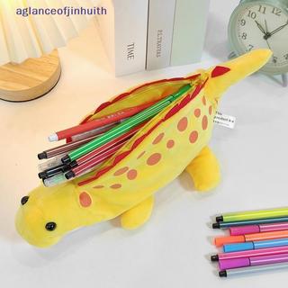 [aglanceofjinhui] Bolsa De Lápis De Dinossauro Animal De Pelúcia 3D Estojo De Armazenamento De Papelaria Macio Meninas M