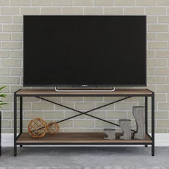 Rack Industrial para TV até 50 Polegadas 120cm 2 Prateleiras Active Yescasa Marrom Nogal