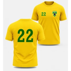 Camisa Politica Brasil Amarela No 22 Estilo Torcedor Jair Bolsonaro