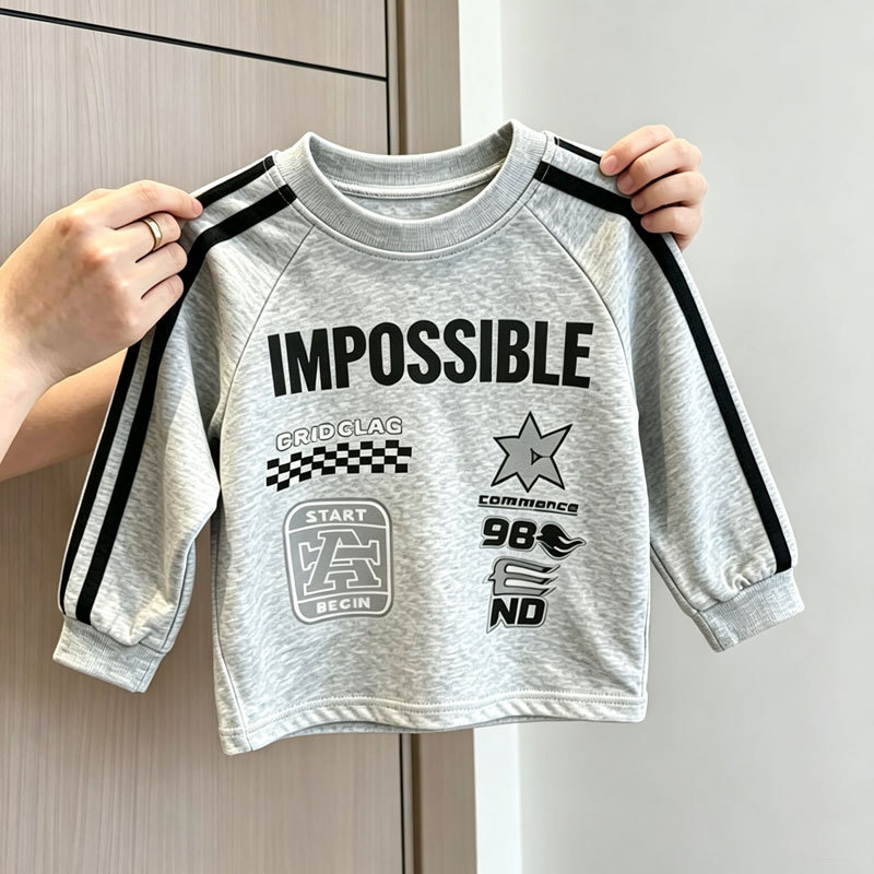Algodão puro menino bebê manga comprida camiseta primavera outono novo estilo médio pequeno crianças versão coreana cart