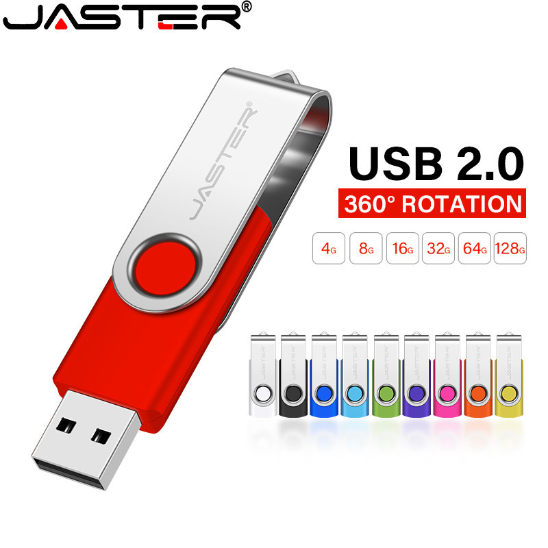 Pendrive Giratório JASTER 64 Gb Chaveiro Grátis USB 2.0 Flash Drive 32GB Com Logotipo Personalizado Mini Pendrives De 16