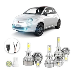 Lâmpadas Ultra Led Fiat 500 Mexicano 20000lm Alto Baixo e Milha + Pingo Led