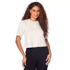 Camiseta Feminina Fila Cropped Comfort Classic Creme