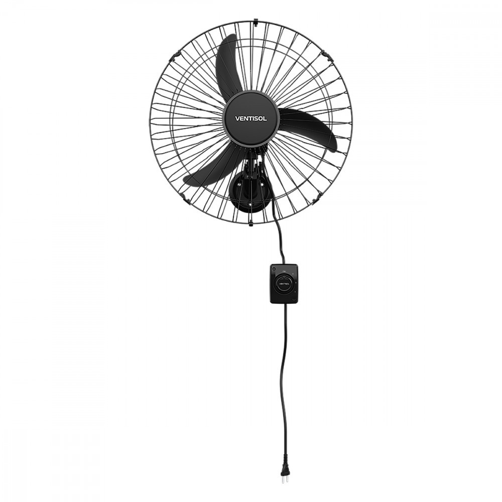 Ventilador de Parede Ventisol Oscilante Turbo Grade De Plástico 3P 50CM 200W Bivolt Preto