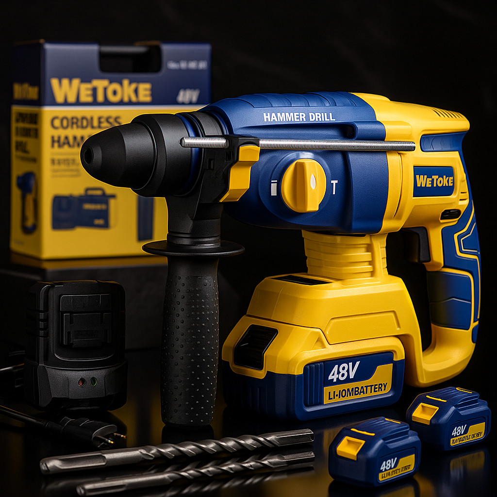 Martelete Rompedor 48v Sds 26mm Compact Potente E Portátil Amarelo 50 Hz/60 Hz Maleta Carregador e Broca