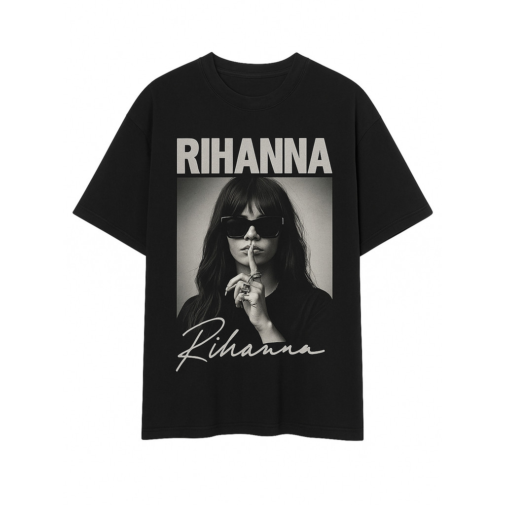 Music.Soul Camiseta Masculina Rihanna Retrato Estampado "RIHANNA" Moda Casual Presentes Unissex 100%
