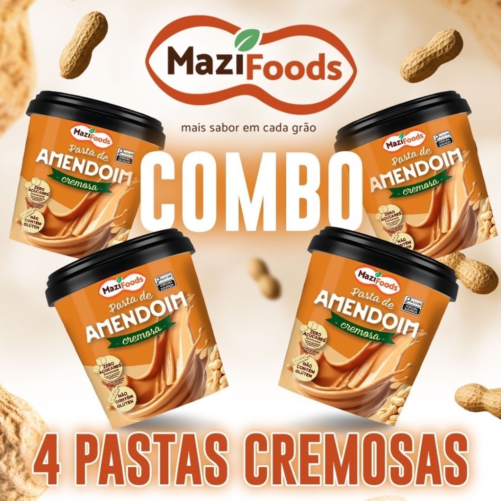 COMBO 4 PASTAS CREMOSAS DE AMENDOIM 4 KG em Oferta na Shopee