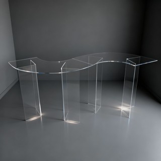 Mesa Sinuosa Curvalínea Copacabana Acrílico Cristal 6mm Design Único, Sofisticado e Minimalista Perfeita para Decoração em Oferta na Shopee