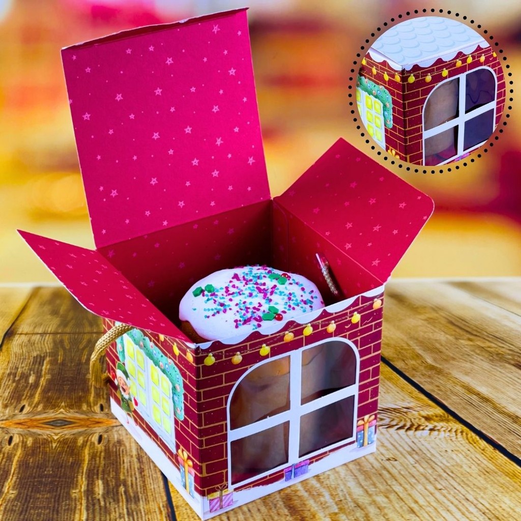 20 CAIXA MINI PANETONE C/ VISOR E ALCA 10X10X10 - CONTO DE NATAL 5605 (NATAL 2025 IDEIA (CHOCO)
