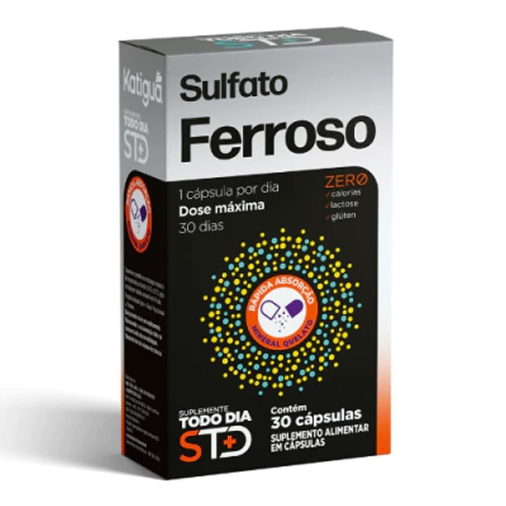 STD Sulfato Ferroso - 30 Cápsulas - Katiguá em Oferta na Shopee