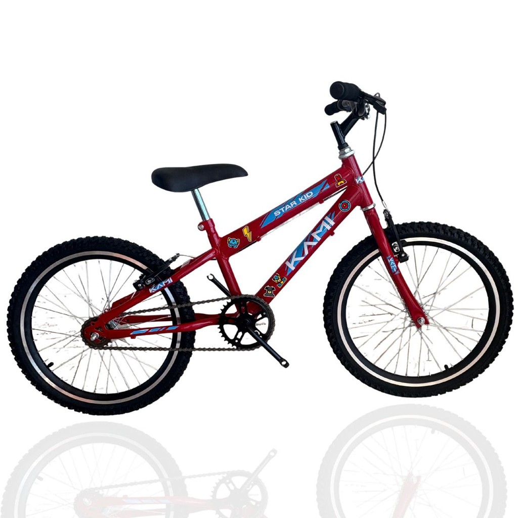 Bicicleta Infantil Criança Aro 20 Menino Kami Bikes Heróis Homem Aranha Homem de Ferro Cor Vermelho