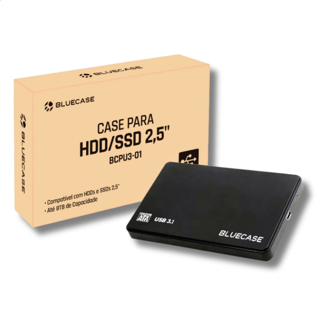 Case para HD/SSD de Notebook 2.5'' Bluecase USB 3.0 Preto BCPU3-01
