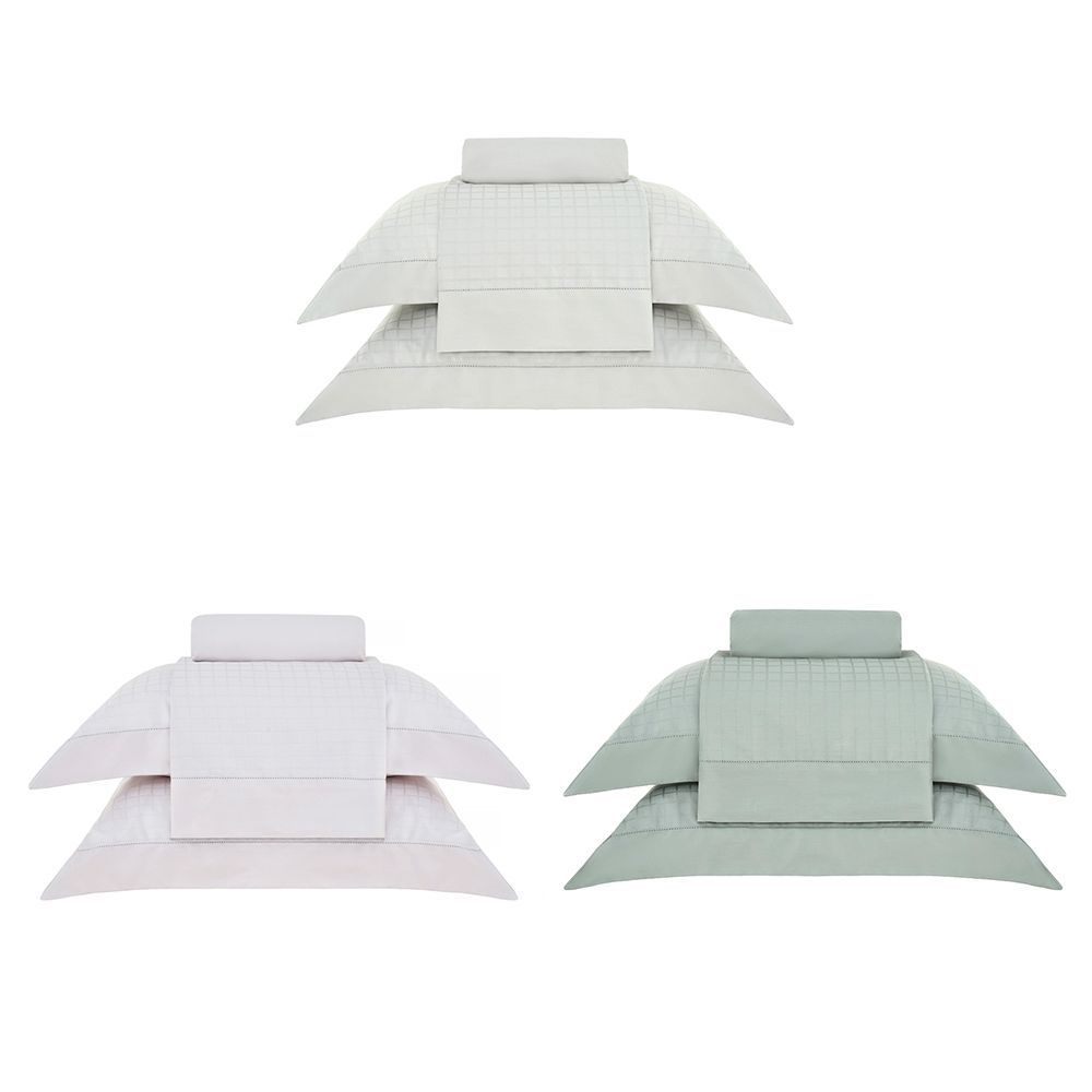 Jogo de Cama Queen Cetim 300 Fios Buddemeyer Damask Square 100% Algodão Penteado 4 peças