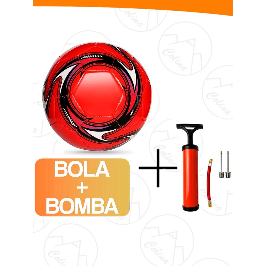 Bola de Futebol + Bomba de Encher Ar Para Campo Costurada Profissional 25cm Futebol Society Treino