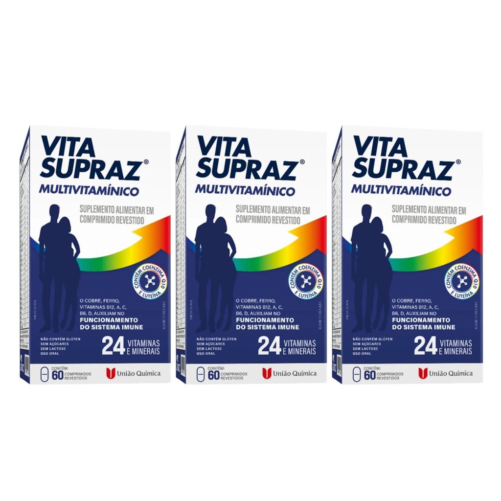 KIT 3 Vita Supraz Multivitaminico 60 Caps - União Quimica