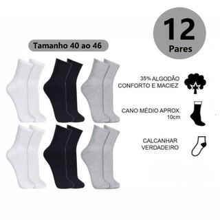 Kit Pares Meia Masculina Meias Cano Alto Algodão Meias Masculinas 40 Ao 46 rrbrink
