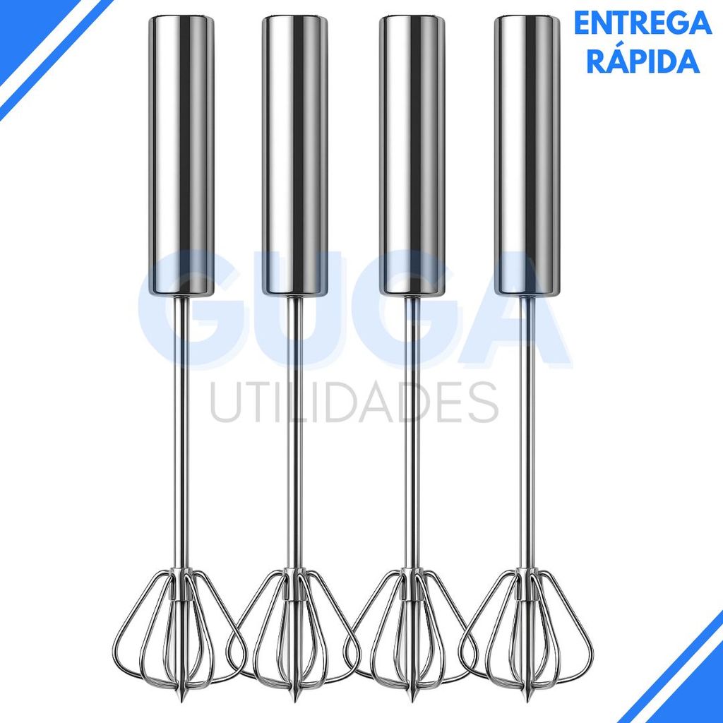 Mixer Semi Automático em Aço Inox Premium – Batedor Manual de Alta Velocidade, Resistente, Prático e Fácil de Limpar