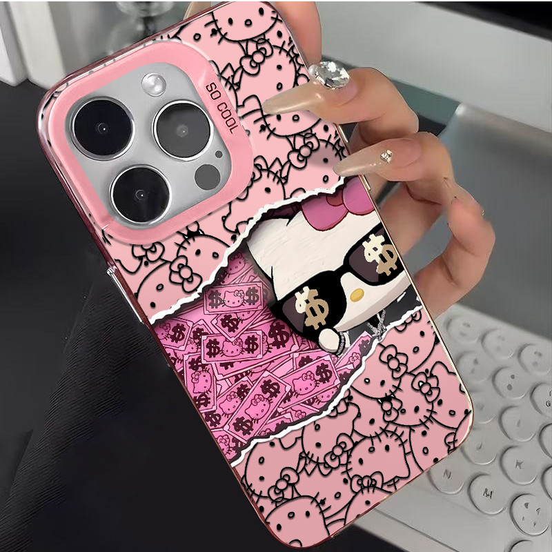 Capinha Resistente A Choques de Dinheiro Hello Kitty para iPhone 11 normal 13 x xr xs max 12 14 15 16 pro max 16 7 8Plus