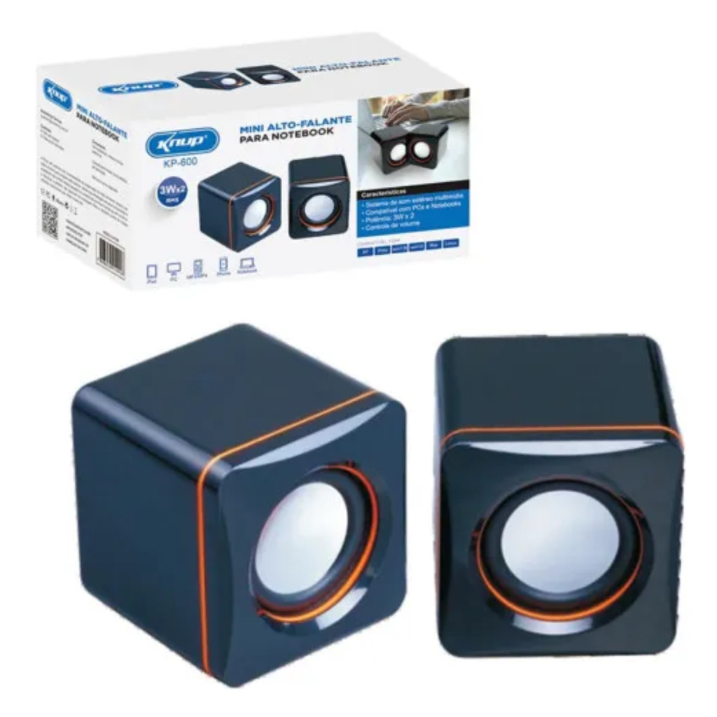 Mini Caixas De Som KP-600 Knup USB P2 6W Com Controle De Volume