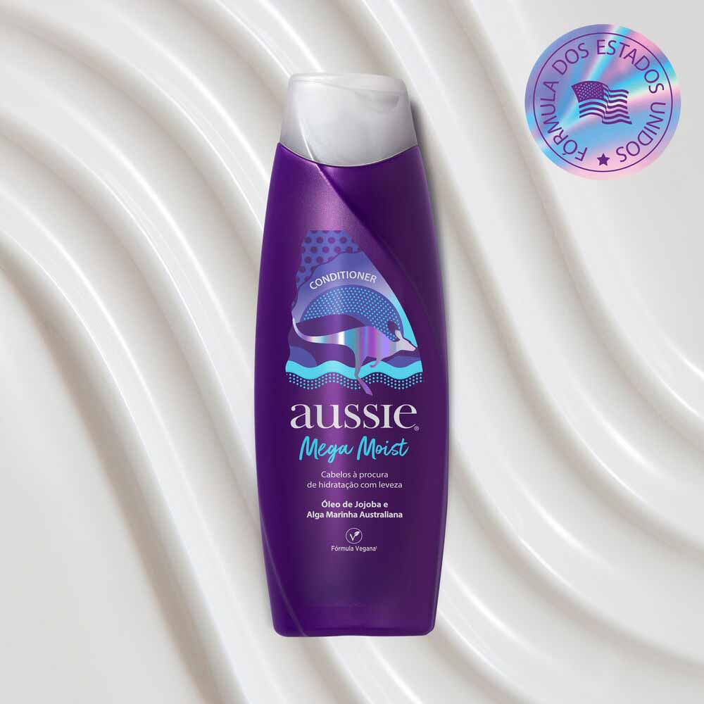 Detalhes do Condicionador Aussie Mega Moist Super Hidratação 360ml