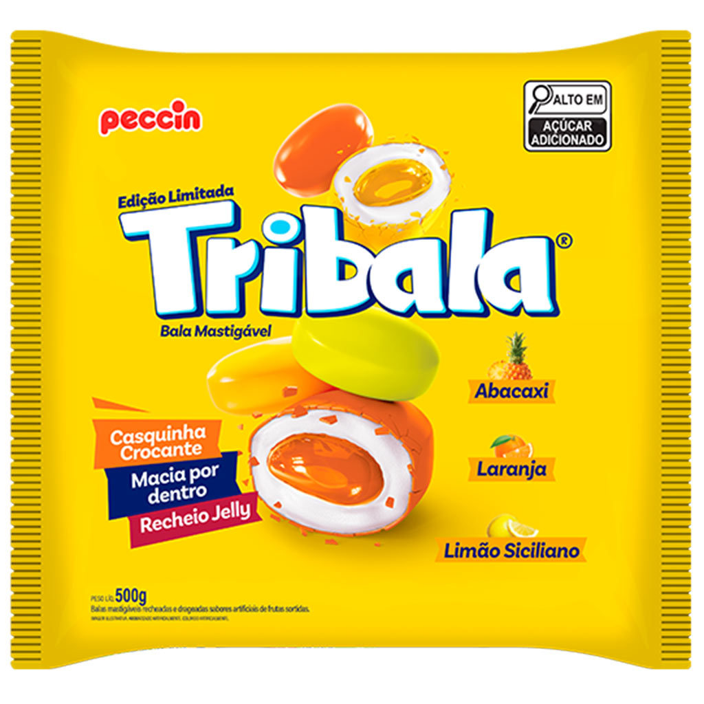 Bala Tribala Recheada Sortida Sabores Cítricos 500g - Peccin