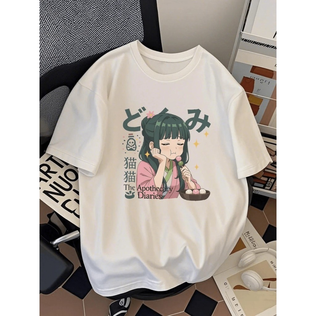 Camiseta Menina Maomao Anime Camisa Blusa Feminino 100% Algodão Top Premium Street wear Confortavel