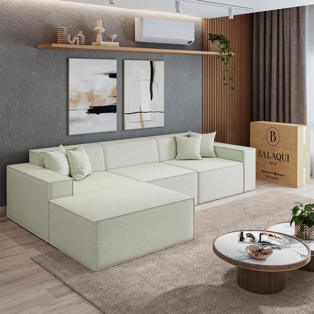 Sofá Luma 3 lugares 2,75m com Chaise CompactAir - Balaqui em Oferta na Shopee