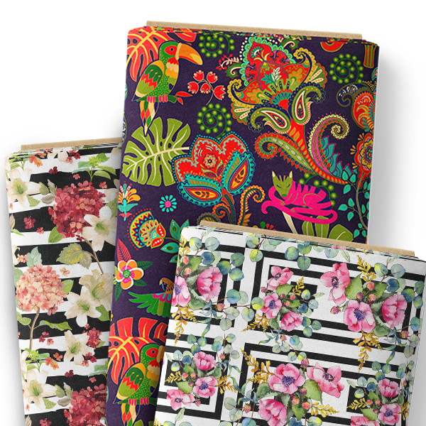 Tecido Tricoline Estampado Digital Florais Geométrico Tropical Rosas Flores Artesanato Patchwork