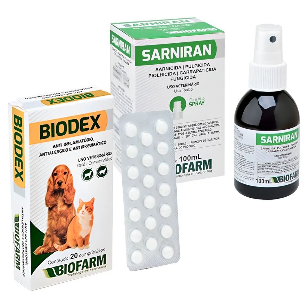 Kit para Sarnas - Sarniran 100ml + Biodex 20 comp - Biofarm em Oferta na Shopee