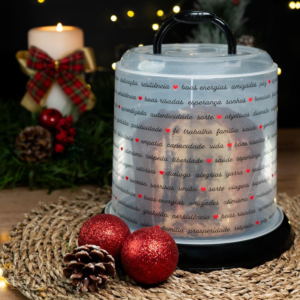 Porta Panetone Chocotone Natal Plástico Preto Plasútil em Oferta na Shopee