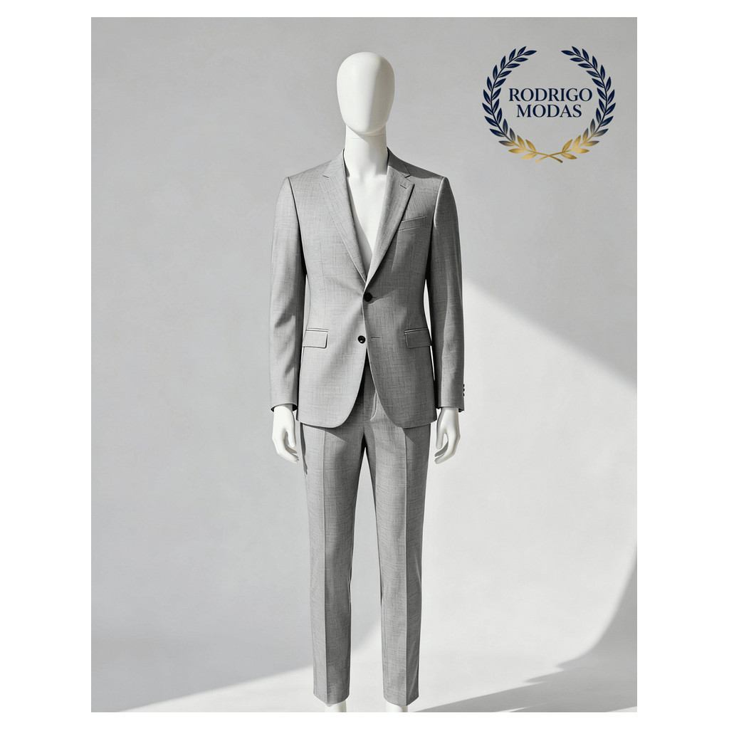 Blazer Executivo Masculino - Cinza Claro - Slim Fit Luxo (Calça + Blazer)