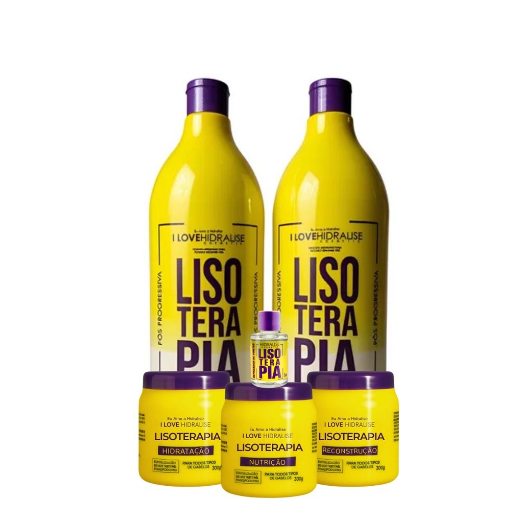 Kit Cuidados Capailares Lisoterapia Completo Shampoo e Condicionador 1L + Cronograma + Reparador 7ml – Hidratação+Brilho