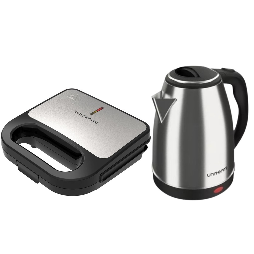 Kit Sanduicheira Inox + Chaleira 1,8l Elétrica Unitermi