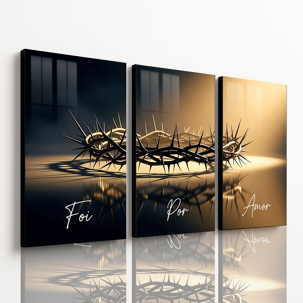 Quadro Decorativo Jesus Foi por Amor – Coroa de Espinhos  Arte Cristã Moderna Elegante para Sala ou Quarto em Oferta na Shopee