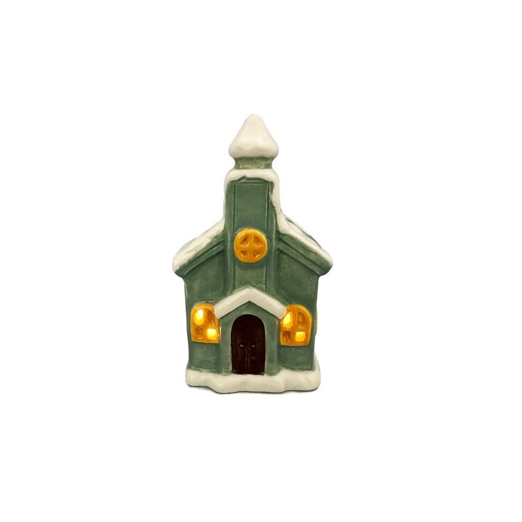 Igreja Casinha Vila Natalina Green Snow 6X6X11CM