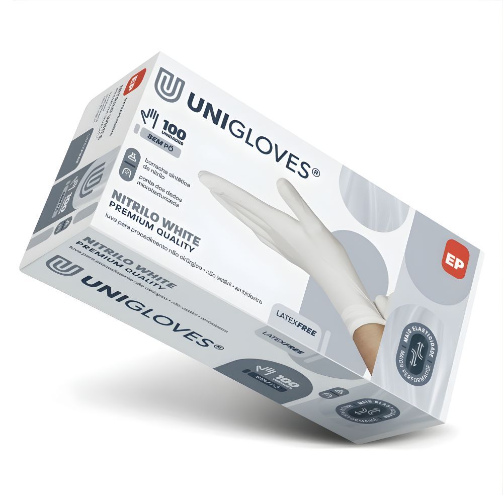 Luva Nitrilo LatexFree Branca - 100 und - UniGloves